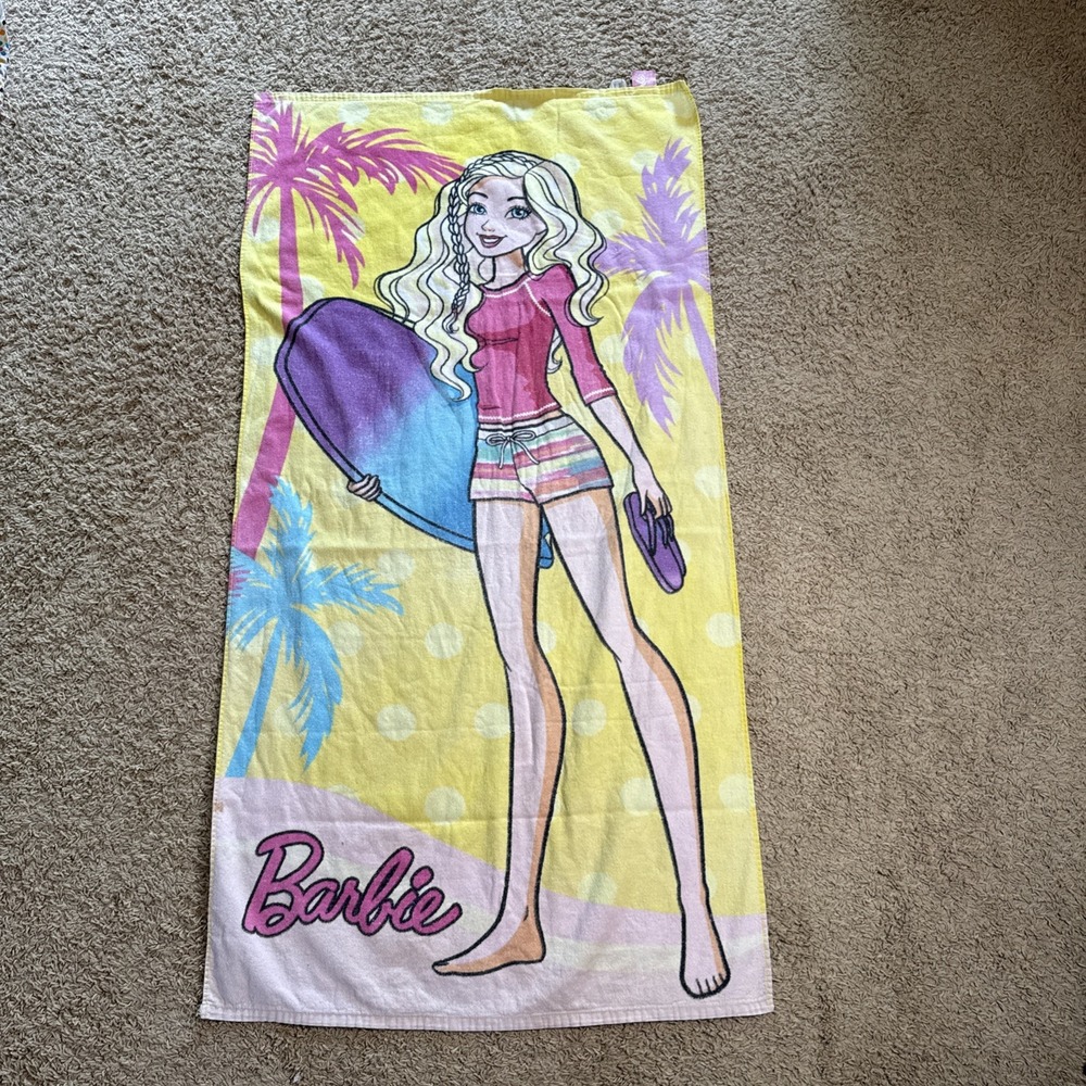 Classic Barbie Beach Towel Pink/Yellow By Mattel 2017